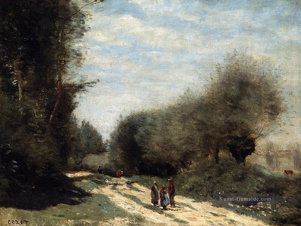 Crecy en Brie Straße im Land plein air Romantik Jean Baptiste Camille Corot Ölgemälde
